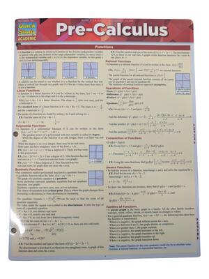 Pre-Calculus Ref Card